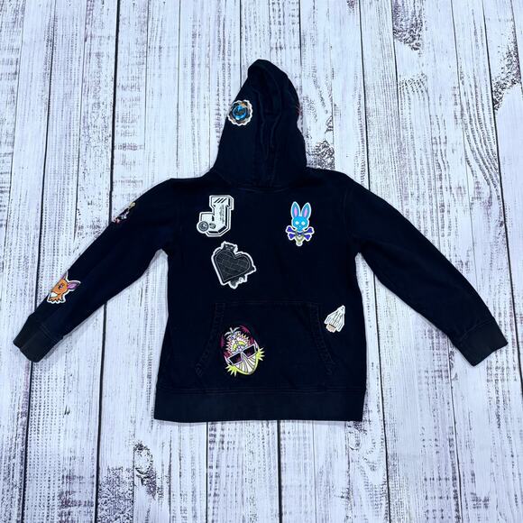 Psycho Bunny Youth L Patch Graphic Hoodie Black | Boys 12 - Picture 1 of 10